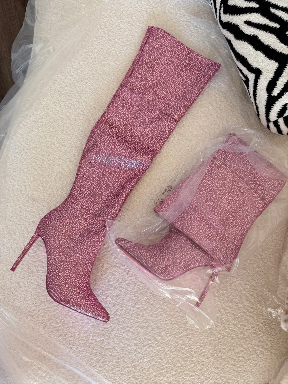 Steve Madden Pink Rhinestone Over-the-Knee Stiletto Boots